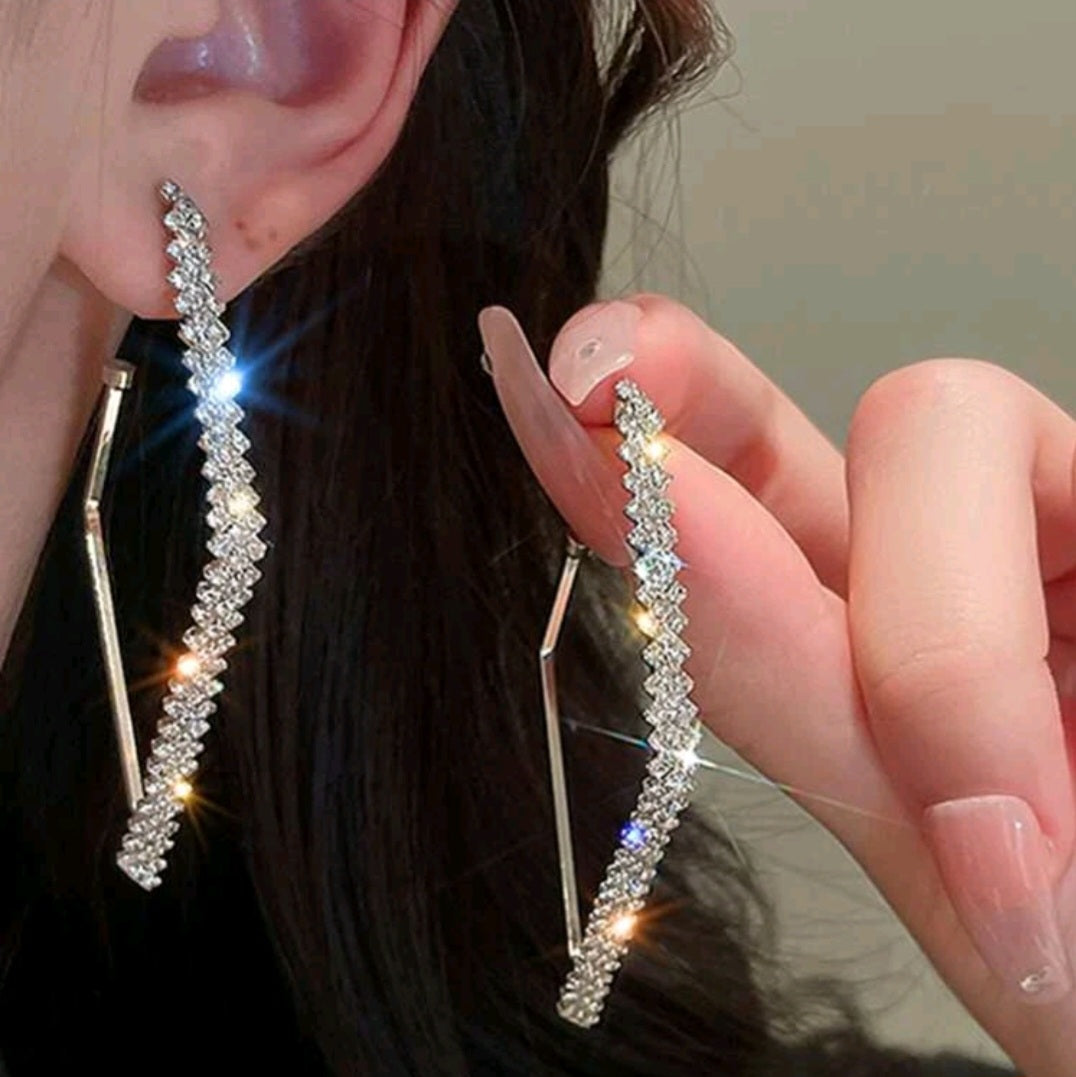 Rhinestone Decor Geometric Earrings