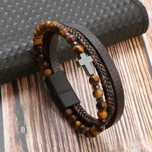 Men leather and beads