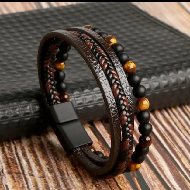 Men leather and beads